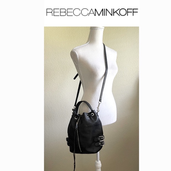 Rebecca Minkoff Handbags - Rebecca Minkoff Black Leather Moto Bucket Bag Purse Crossbody